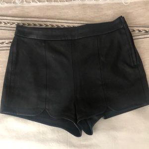 H&M high waisted black leather shorts